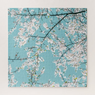 Puzzle Fleurs de cerisiers : tendance florale turquoise