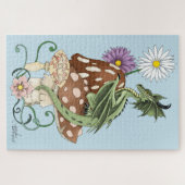 Puzzle Fleurs de Champignon Dragon Fantastique Vert Capri (Horizontal)