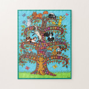Puzzle Fleurs de chats d'arbre colorés Joli Cool Cartoon