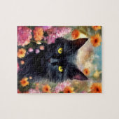 Puzzle Fleurs de chats noirs Jardin Chat 736 (Horizontal)