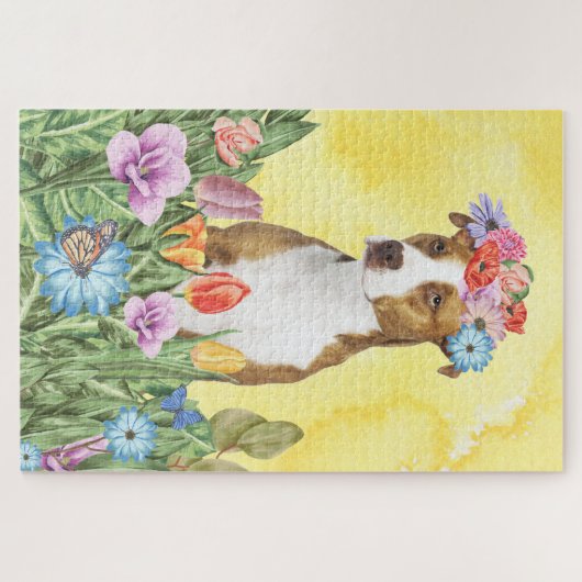 Puzzle Fleurs de chien Pitbull (Horizontal)