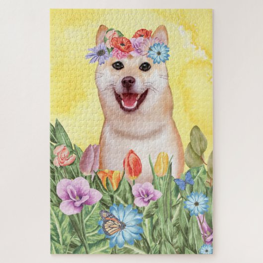 Puzzle Fleurs de Chien Shiba Inu (Vertical)