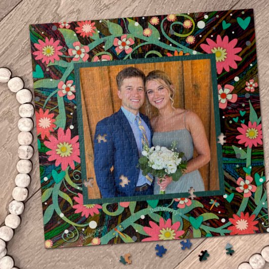 Puzzle Fleurs de coeur de photo rose assez d'inspirété