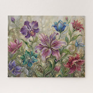 Puzzle Fleurs de Fantaisie Élégantes et Fantaisistes