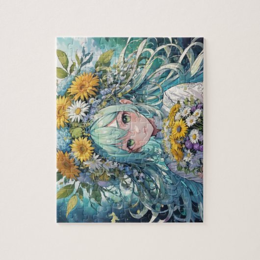 Puzzle Fleurs de fille Anime (Vertical)