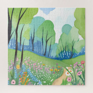 Puzzle Fleurs de forêt Fleurs sauvages aquarelle nature