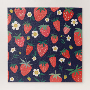Puzzle Fleurs de fraises et fruits : Motif décoratif