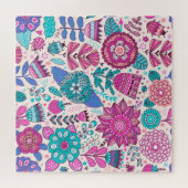 Puzzle Fleurs de gribouillis botaniques, texture transpar (Horizontal)