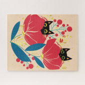 Puzzle Fleurs de jardin de chat Noir Or (Horizontal)
