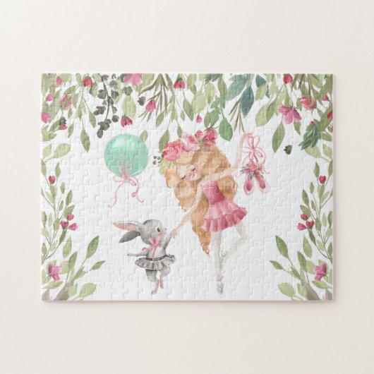 Puzzle Fleurs de lapin rose Ballerina Chaussures de balle (Horizontal)