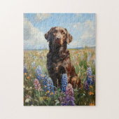 Puzzle Fleurs de lupine du Labrador au chocolat (Vertical)