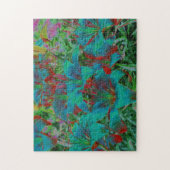 Puzzle Fleurs de lys bleus abstraits Art des gouttes de p (Vertical)