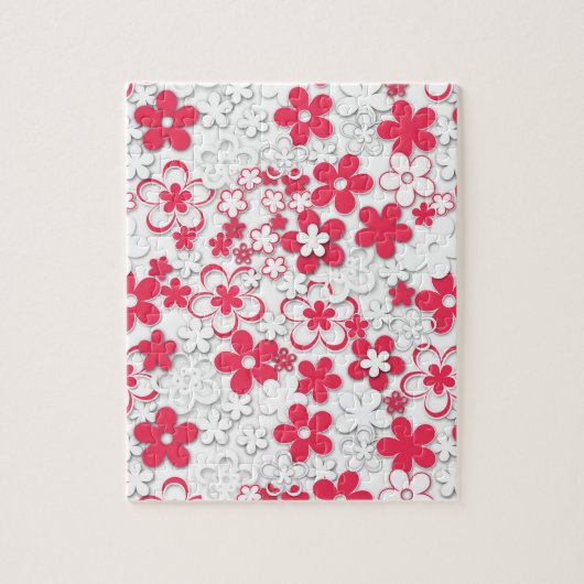 Puzzle Fleurs de papier rouge et blanc (Vertical)