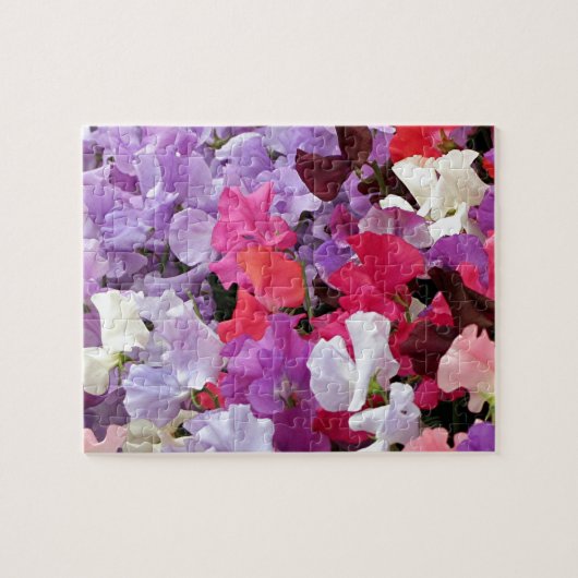 Puzzle Fleurs de pois doux roses, violettes et blanches e (Horizontal)