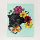 Puzzle Fleurs de Portrait Jaguar Noir (Vertical)