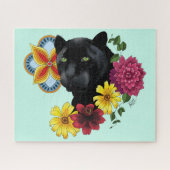 Puzzle Fleurs de Portrait Jaguar Noir (Horizontal)