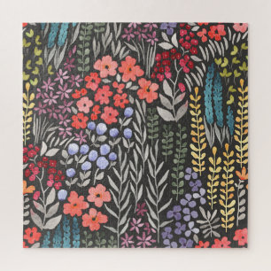 Puzzle Fleurs de prairie : Aquarelle Florale sans joint
