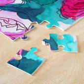 Puzzle Fleurs de printemps aquarelle art abstrait (Côté)