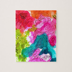 Puzzle Fleurs de printemps aquarelle art abstrait
