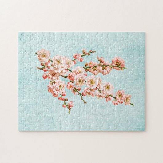 Puzzle Fleurs de prune sur Denim vieilli (Horizontal)