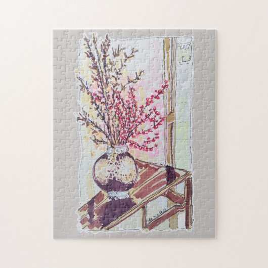 Puzzle Fleurs de prunier rouges (Vertical)