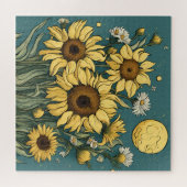 Puzzle Fleurs de soleil en Pleine lune Van Gogh Style Flo (Horizontal)