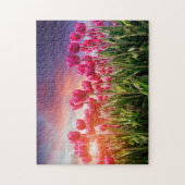 Puzzle Fleurs de tulipe rose Coucher de soleil Nature Pay (Vertical)