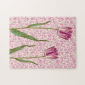 Puzzle Fleurs de tulipe rose magenta Art Vintage (Horizontal)