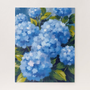 Puzzle Fleurs d'Hortensia Bleu Floral Aquarelle