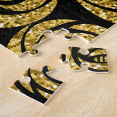 Puzzle Fleurs d'or sur Arrière - plan noir (Côté)