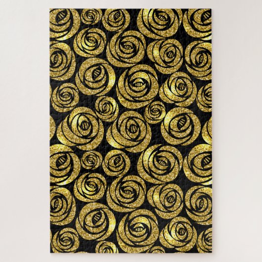 Puzzle Fleurs d'or sur Arrière - plan noir (Vertical)