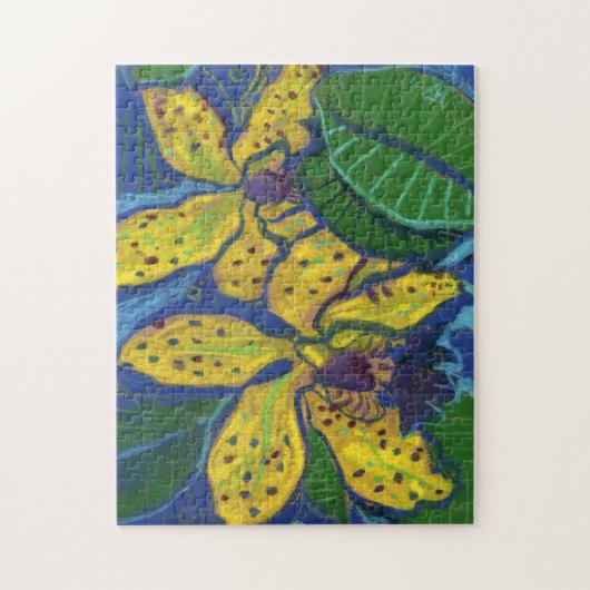 Puzzle Fleurs d'orchidées jaunes, Peinture pastel Art Flo (Vertical)