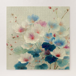 Puzzle Fleurs en fleurs – Art botanique pastel doux #1