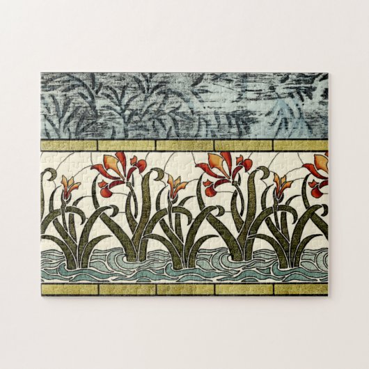 Puzzle Fleurs en verre tendu avec bordure en tan (Horizontal)