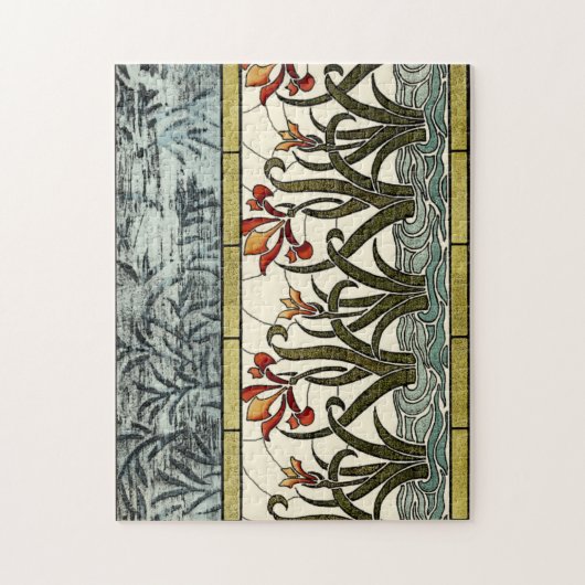 Puzzle Fleurs en verre tendu avec bordure en tan (Vertical)