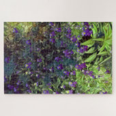 Puzzle Fleurs et feuilles de pensée violettes et vertes (Horizontal)