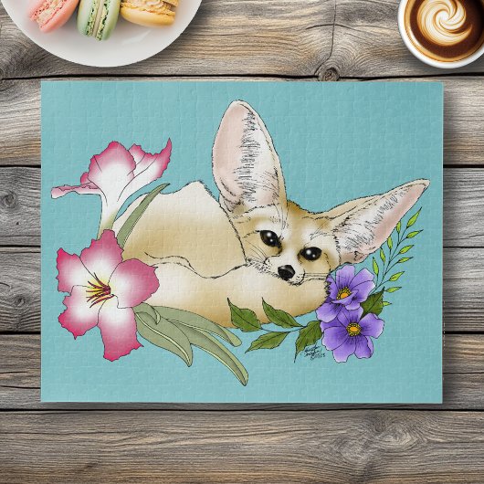 Puzzle Fleurs Fennec Fox mignonnes