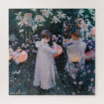 Puzzle Fleurs Filles Lanternes en papier Peinture Vintage<br><div class="desc">Personnalisé, personnalisé, famille nature fleurs amoureux d'art 675 pièces puzzle puzzle, avec une belle, enchanteresse, complexe, détaillée peinture à l'huile vintage sur toile, par John Singer Sargent, mettant en vedette lys oeillets roses et lanternes en papier, et votre note / salutations dans un élégant script de typographie en faux or....</div>
