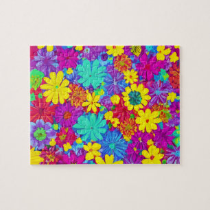 Puzzle Fleurs florales avec aquarelle de fleurs colorées