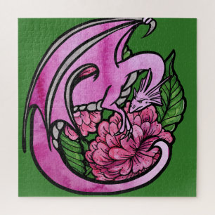 Puzzle Fleurs florales de Dragon rose chaud Geek fille