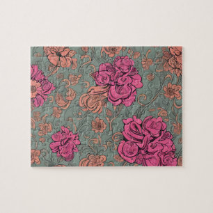 Puzzle Fleurs florales vintages roses