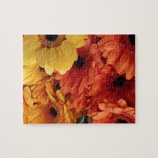 Puzzle Fleurs Gerbera Lumineuses, Jaune Orange, Flora (Horizontal)