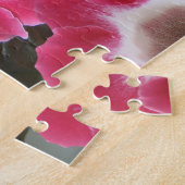 Puzzle Fleurs gloxiniques rouges et blanches. (Côté)