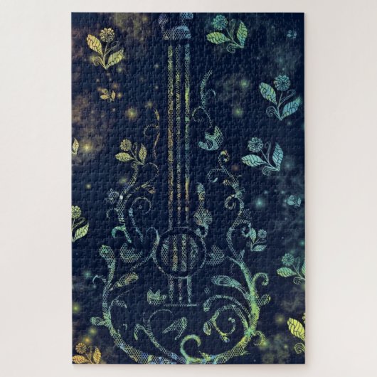 Puzzle Fleurs Guitare Art - Son romantique (Vertical)