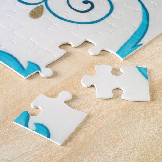 Puzzle Fleurs Indigo dorées avec Arrière - plan blanc (Côté)