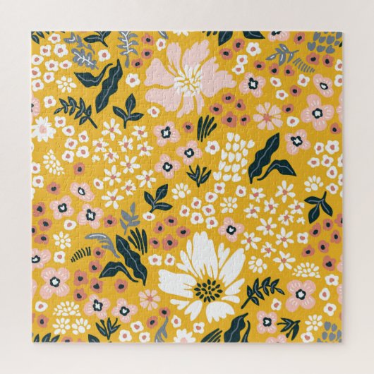 Puzzle Fleurs Jardin : Charme Vintage Jaune. (Vertical)