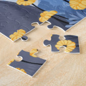 Puzzle Fleurs Jaunes Chat Bleu Russe (Côté)