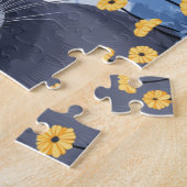 Puzzle Fleurs Jaunes Chat Bleu Russe (Côté)