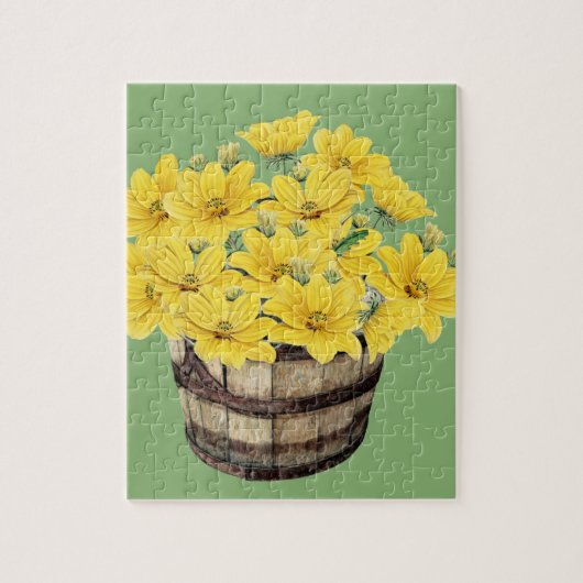 Puzzle fleurs jaunes dans un panier (Vertical)