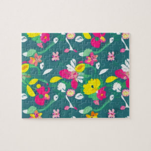 Puzzle Fleurs Jaunes et Fleurs Roses motif